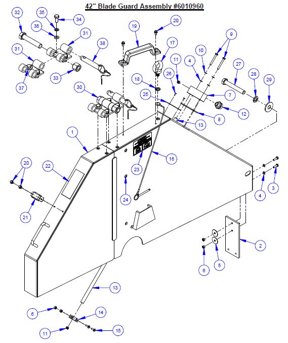 6010960 42" Blade Guard  Assembly Fits Core Cut CC7574DK Walk Behind Saw By Diamond Products