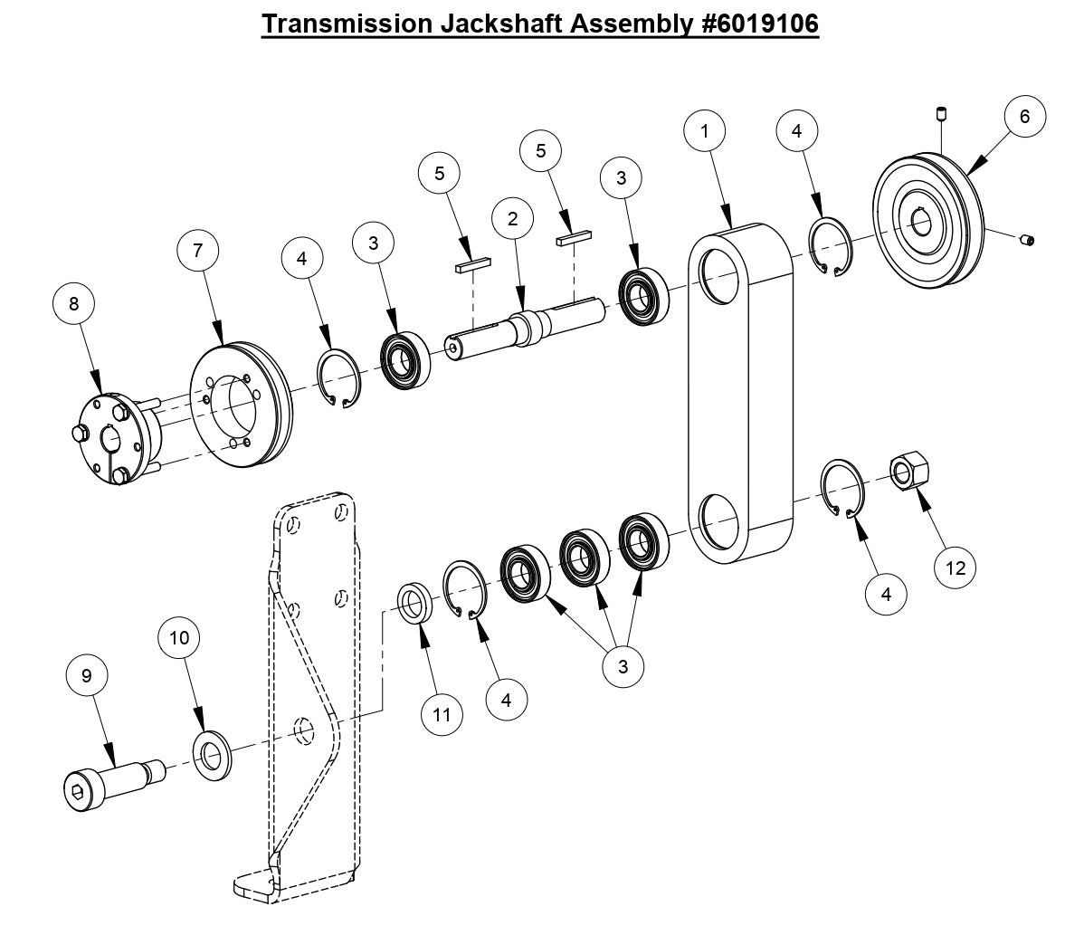 CC6571-3 Transmission  Jackshaft Assembly