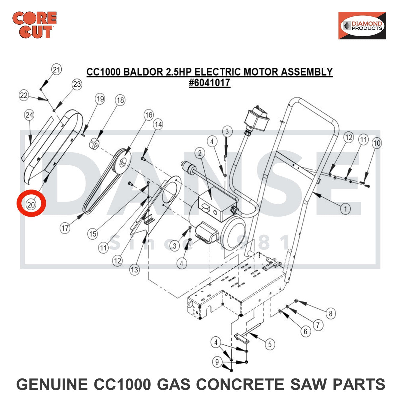 6041073 Belt Guard for CC1000 Concrete Saw Core Cut by Diamond Products