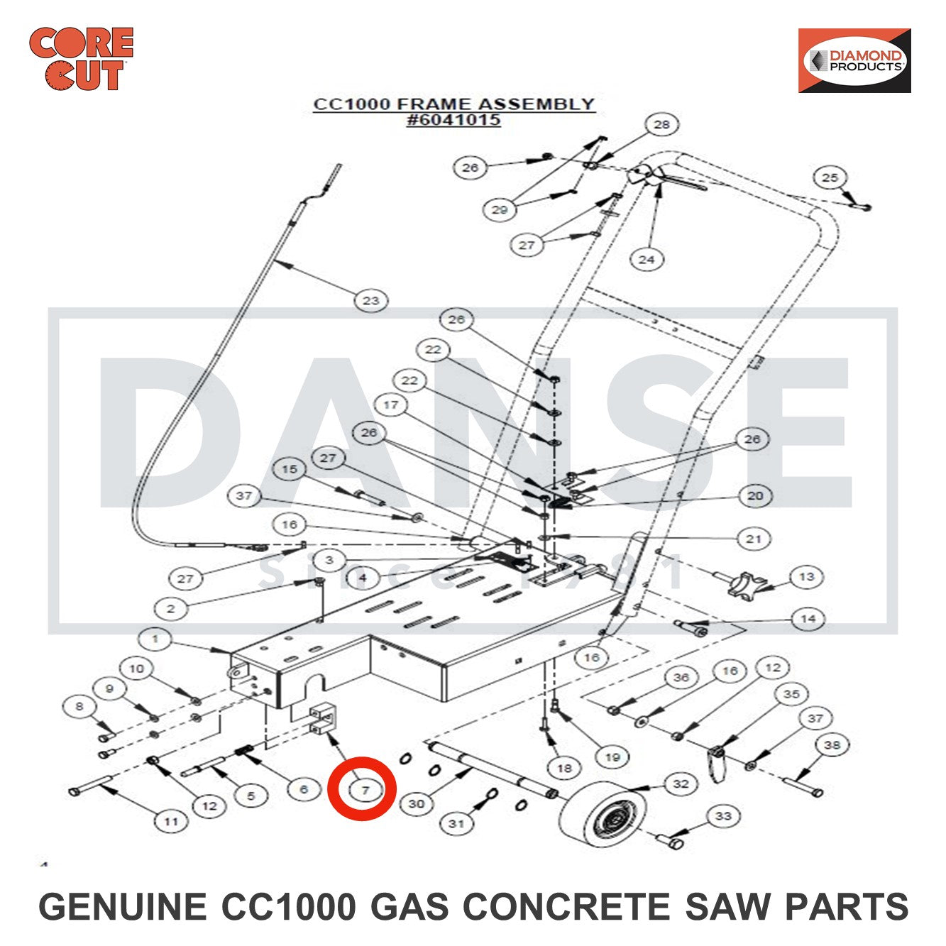 6041075 Blade Stop Block CC1005 Concrete Saw Core Cut by Diamond Products