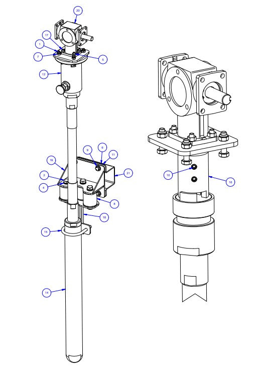 TRTP275 Triple Roller Tube Pavers LH End Vibrator Assembly Parts by Allen Engineering