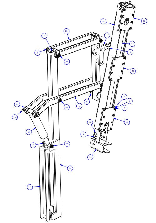 TRTP275 Triple Roller Tube Pavers Left Rack Lift Assembly Parts by Allen Engineering