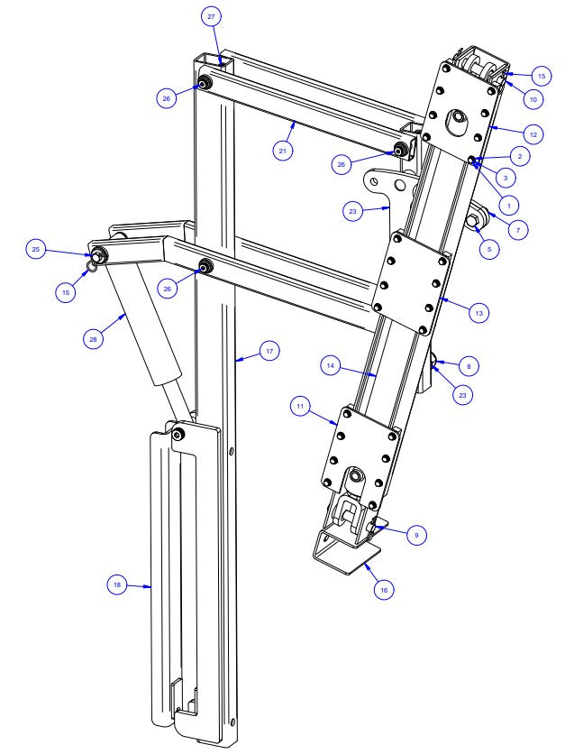 TRTP275 Triple Roller Tube Pavers Center Rack Lift Assembly Parts by Allen Engineering