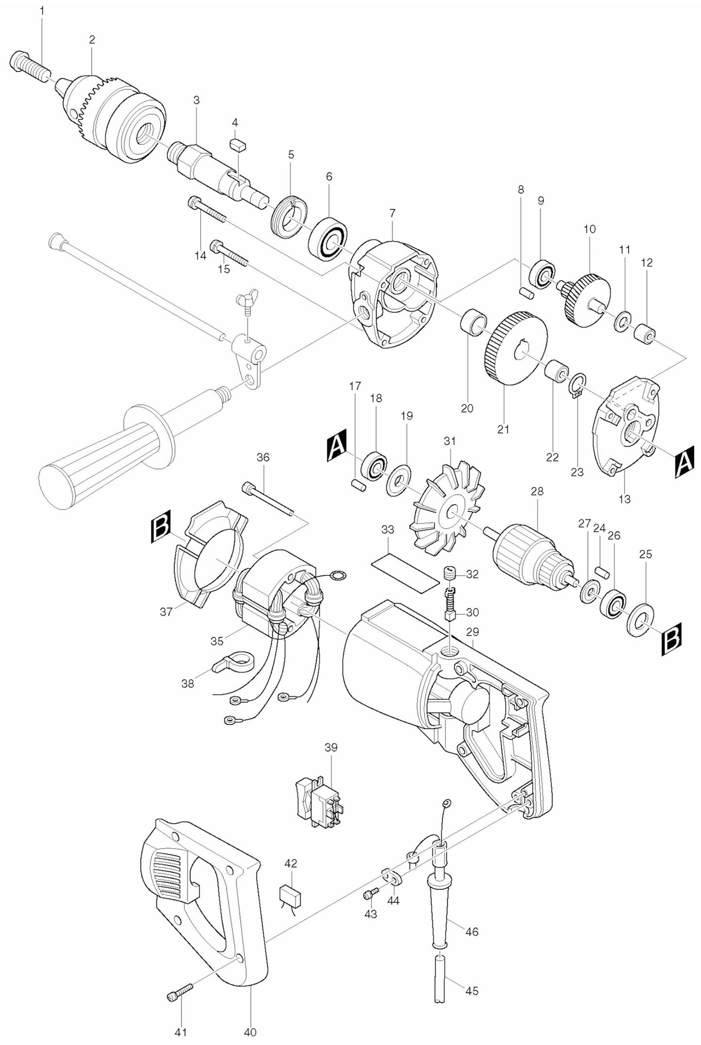 6300LR Drill Assembly Parts By Makita