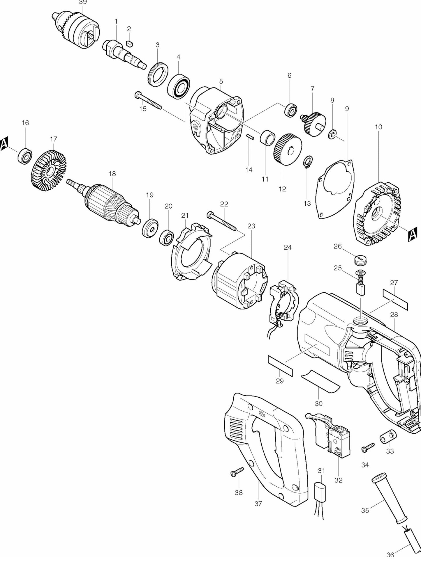 6304LR Drill Assembly Parts By Makita