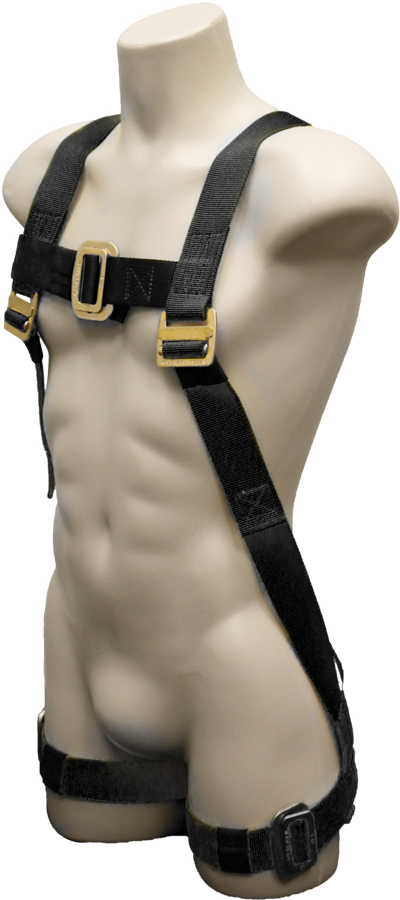 630K Kevlar Full Body Harness, single back dorsal d-ring, pass-thru legs by FrenchCreek Production Black