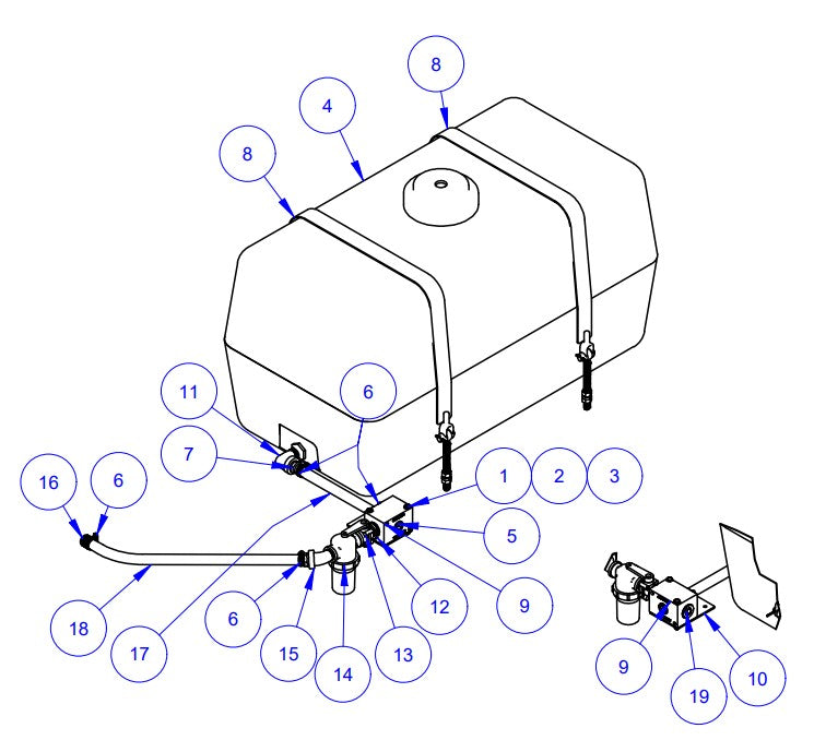 TRTP75 Option, Power Washer - Water Tank Assembly Parts by Allen Engineering