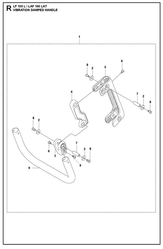 Vibration Damped Handle Assembly Parts For LF 100 LAT Diesel By Husqvarna