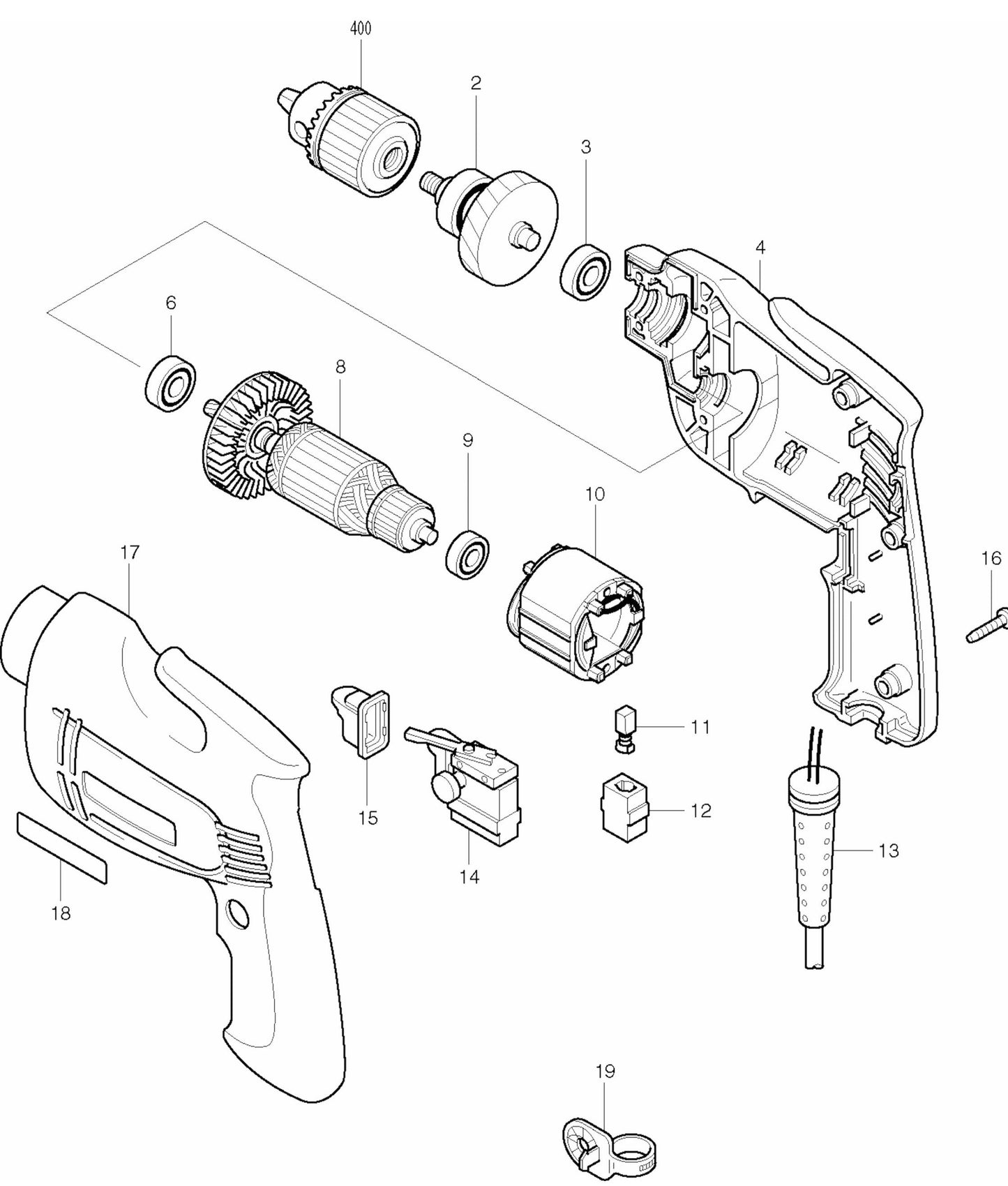6405 Drill Assembly Parts By Makita