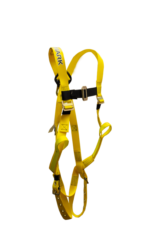 650LS Full Body Harness, single back dorsal d-ring, web torso loops, tongue buckle legs by FrenchCreek Production Yellow