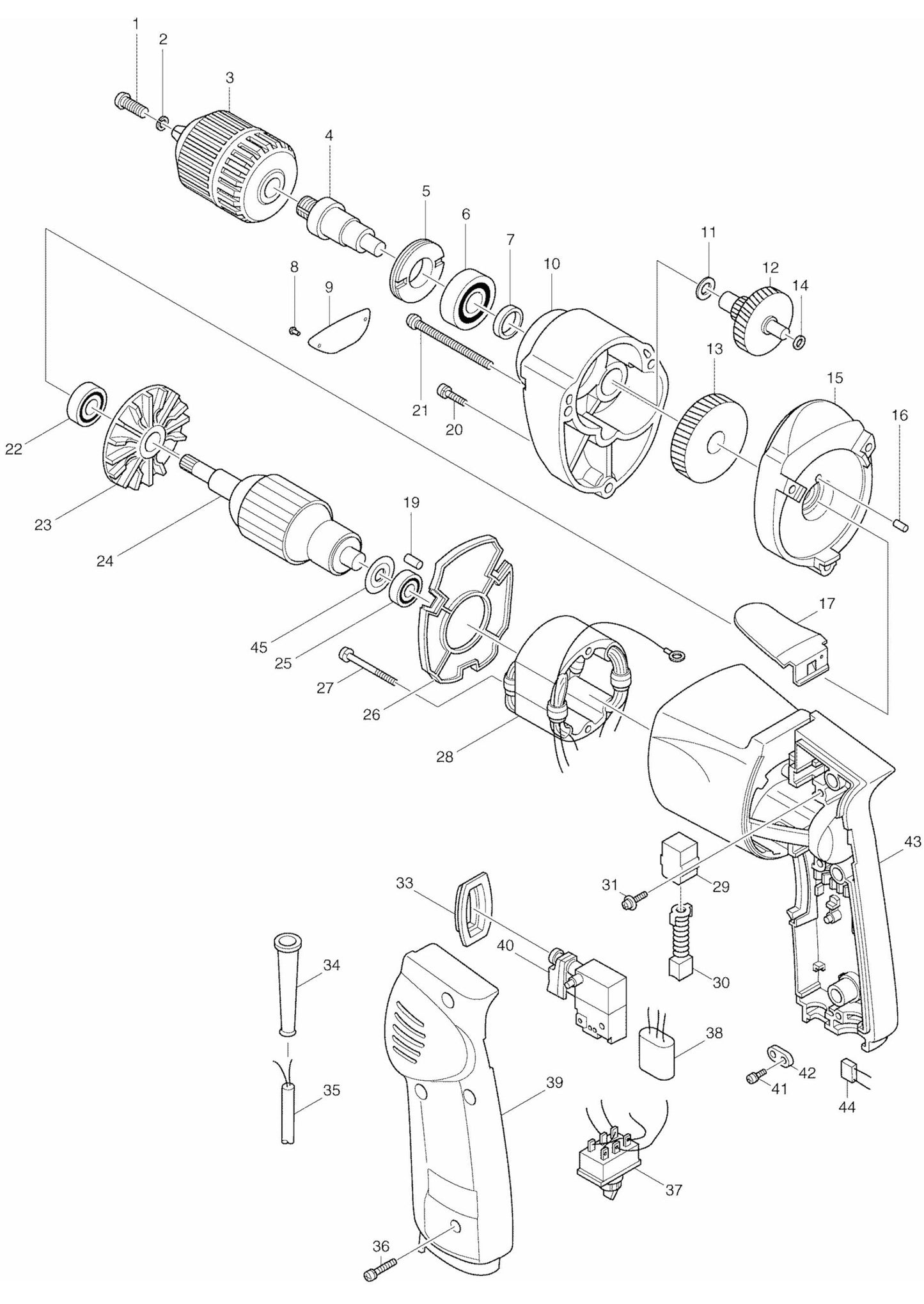 6510LVR Drill Parts from Makita