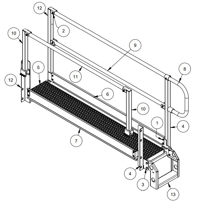 TRTP265 6’ Motor End Walkway Assembly Parts by Allen Engineering