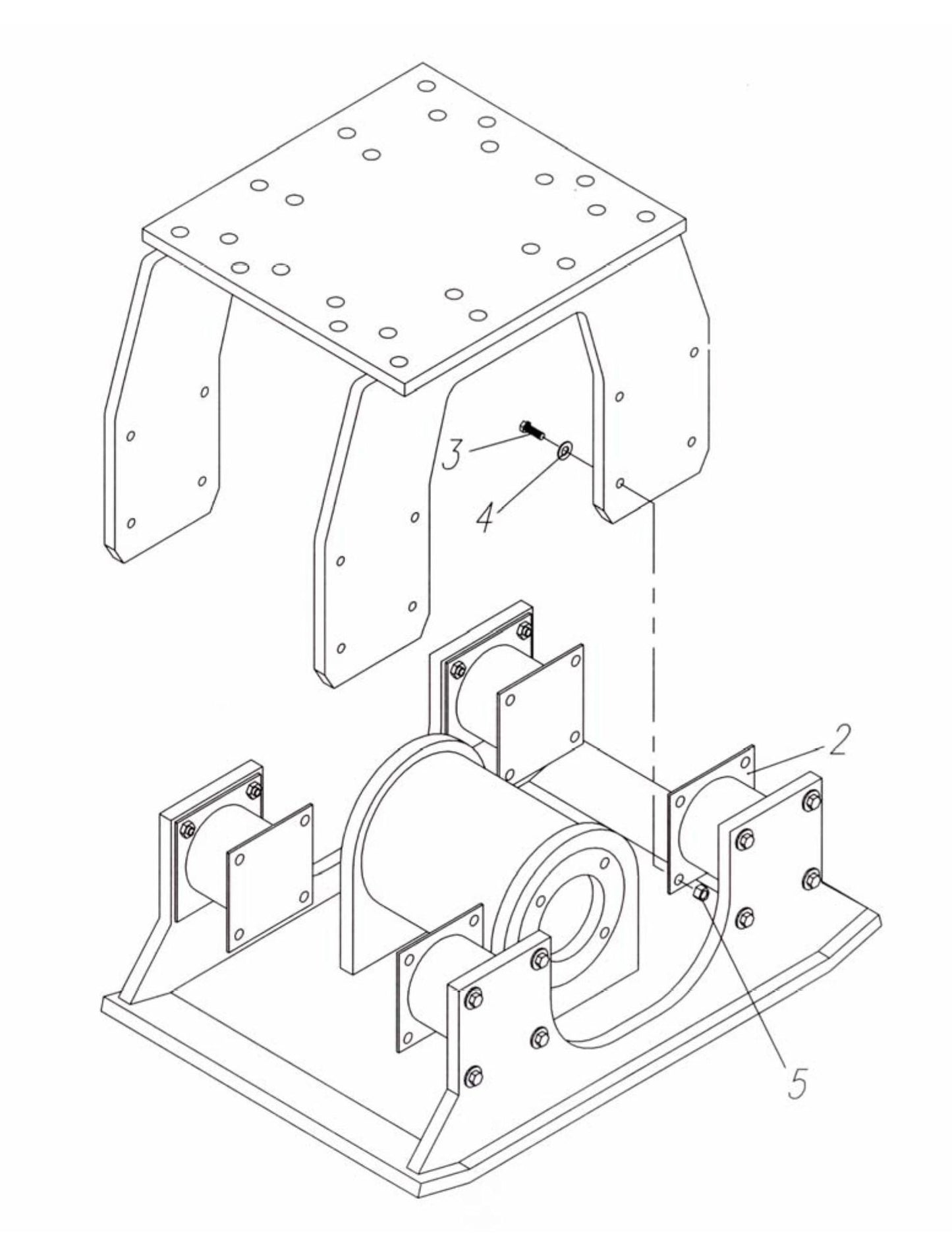 HP65 II-24 (S/N upto 651099) Optional Bolt-On Style FT Hanger Bracket and Mounting Assembly Parts