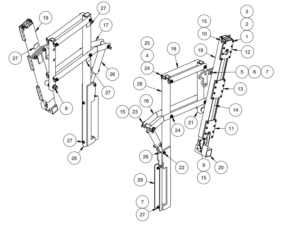 TRTP265 LH Gang Lift Assembly Parts by Allen Engineering