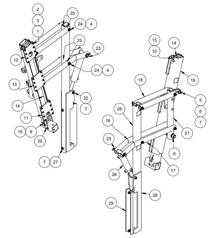 TRTP265 RH Gang Lift Assembly Parts by Allen Engineering