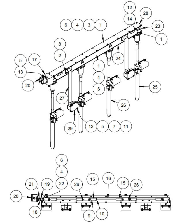 TRTP265 4 Bank Vibrator Gang Assembly Parts by Allen Engineering