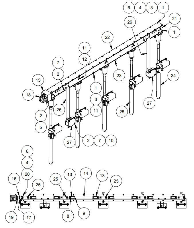 TRTP265 5 Bank Vibrator Gang Assembly Parts by Allen Engineering
