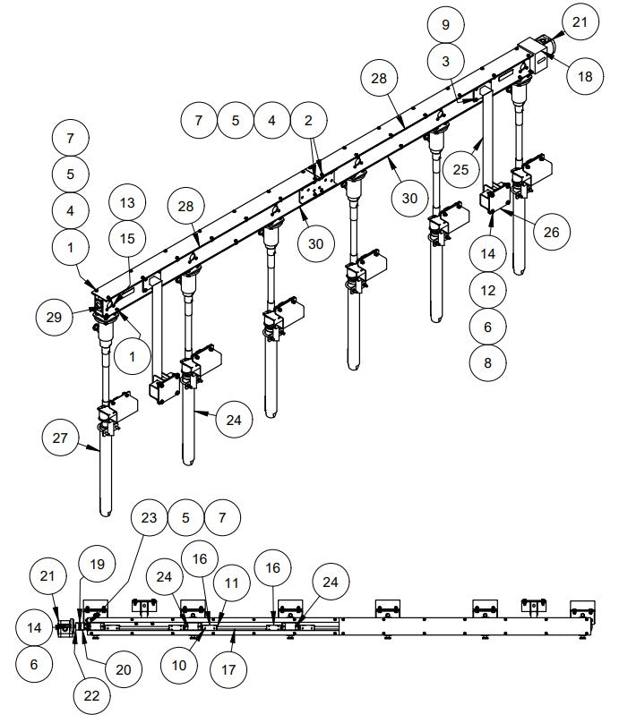 TRTP265 6 Bank Vibrator Gang Assembly Parts by Allen Engineering