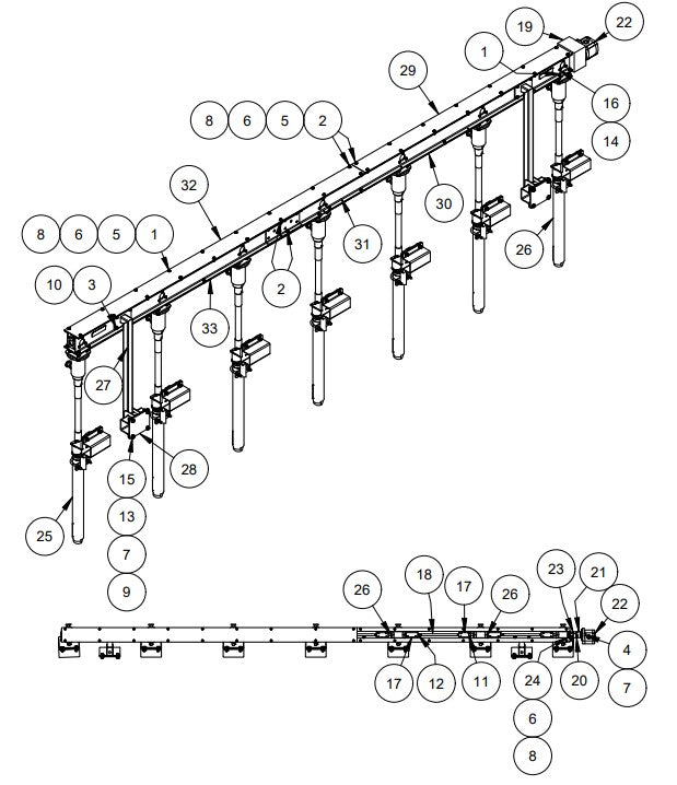 TRTP265 7 Bank Vibrator Gang Assembly Parts by Allen Engineering