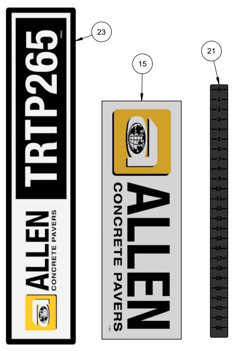 Decals, TRTP 265 Assembly Parts by Allen Engineering