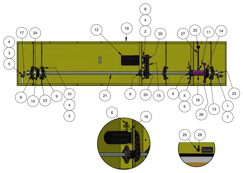 BDF6048B Drive End Chain Mount Assembly (Updated) Parts by Allen Engineering