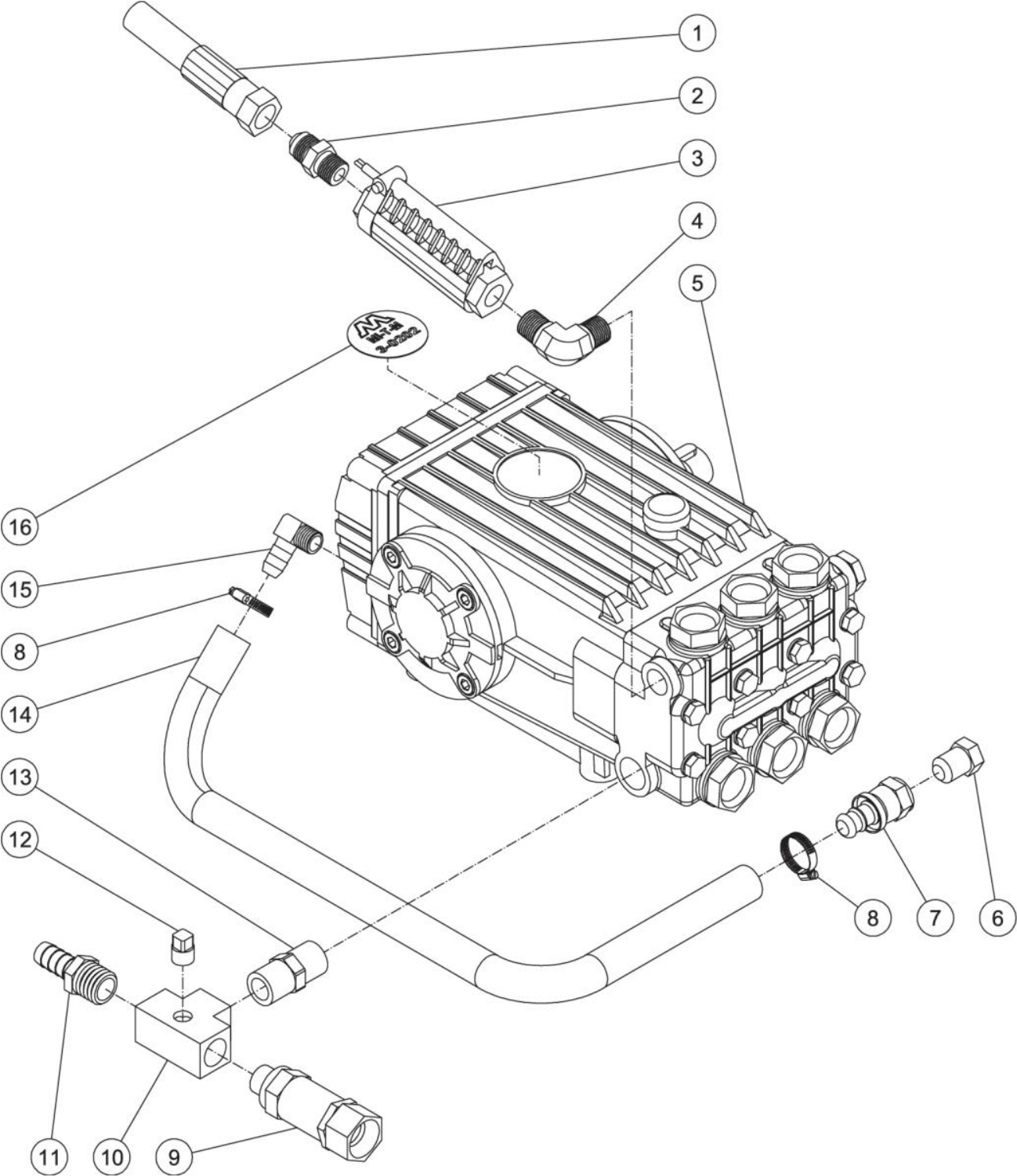 HDB-3004-0H6G (sn:0-15157879) HDB Pump Plumbing Assembly Parts By Mi-T-M