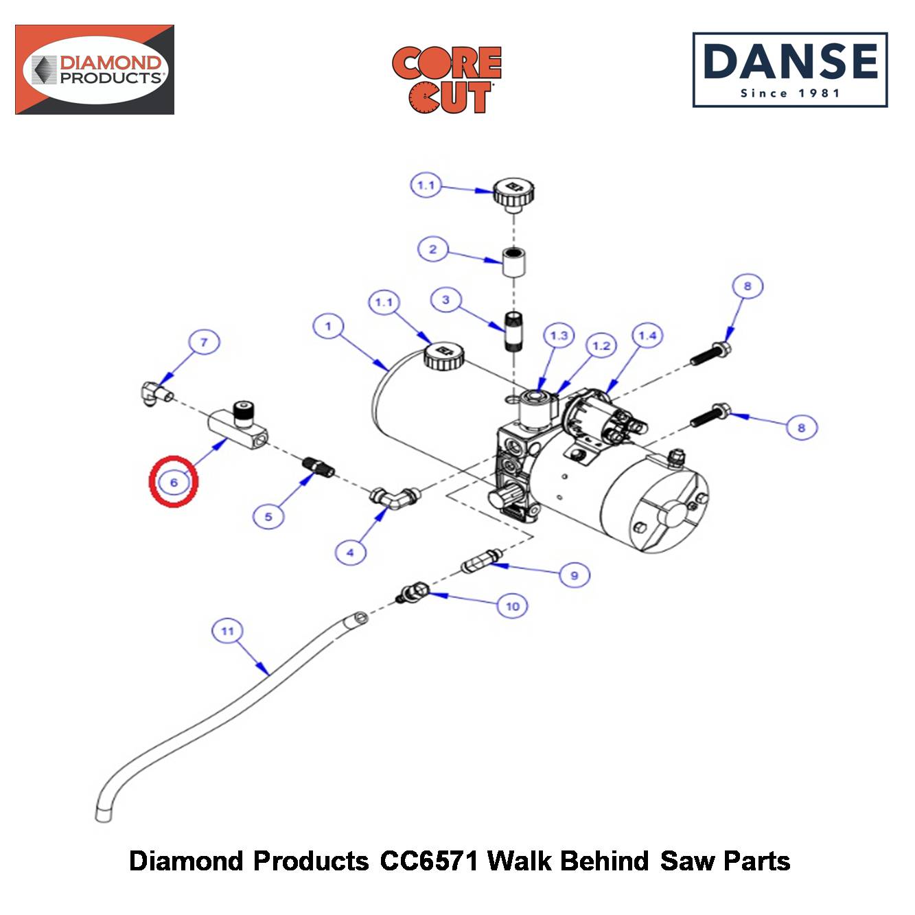 Flow Control Valve 3200056 Fits Core Cut CC6571 Walk Behind Saw By Diamond Products