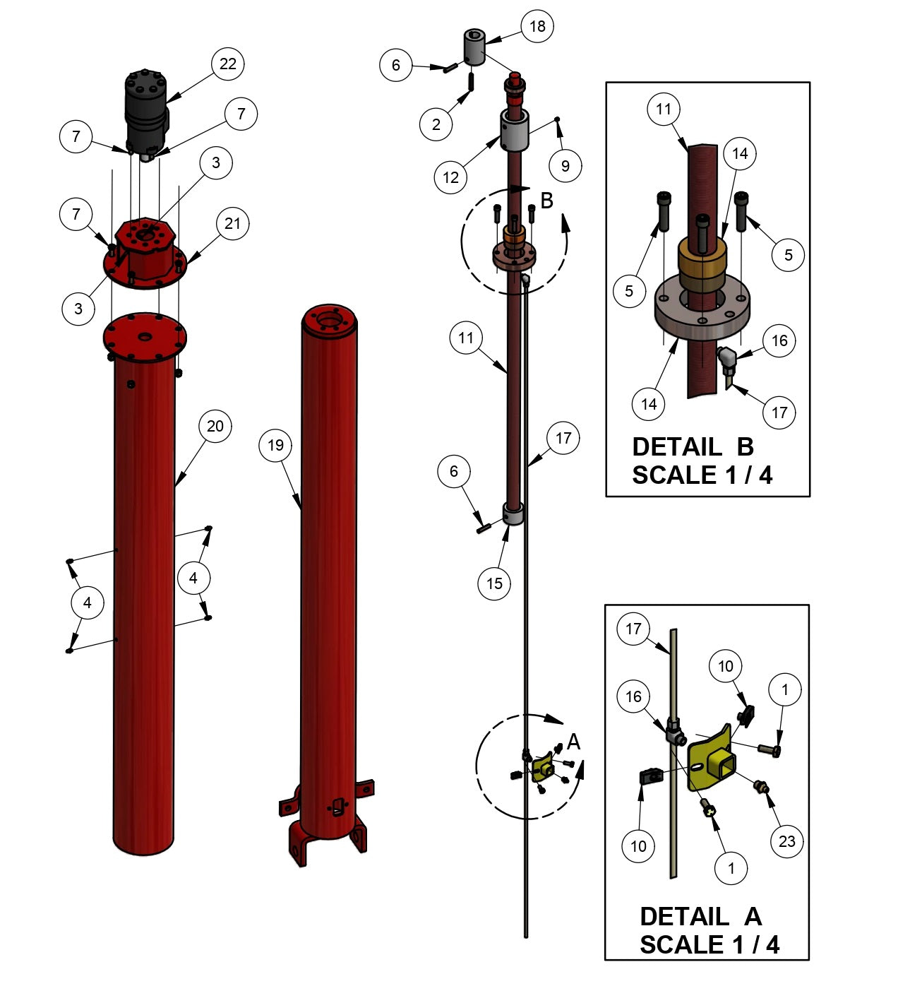 BDF6048B 6” Power Jack Assembly Parts by Allen Engineering