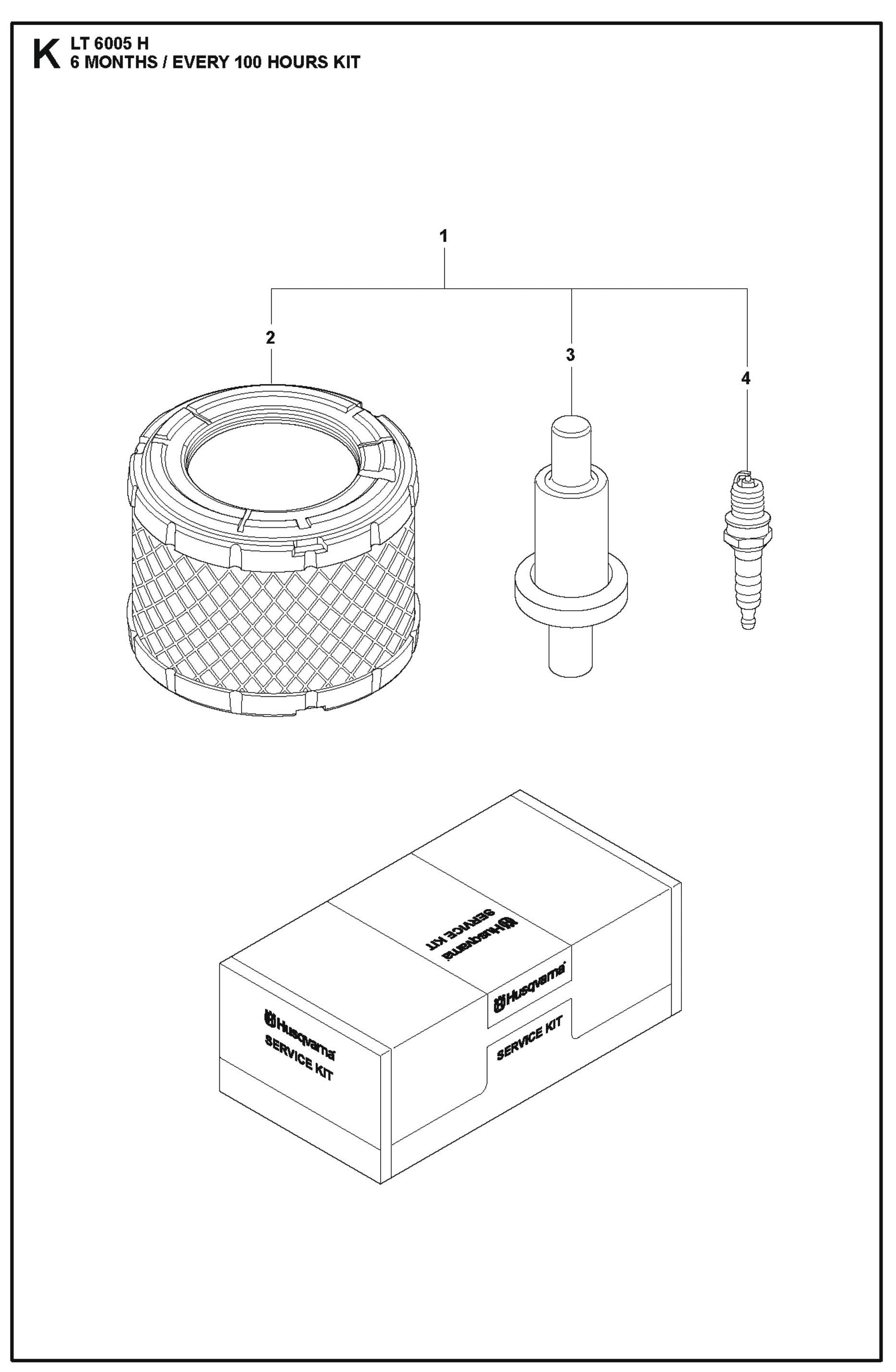 6 Months/ Every 100 Hours Kit Parts For LT 6005 H - 967854503 Compaction Rammers By Husqvarna
