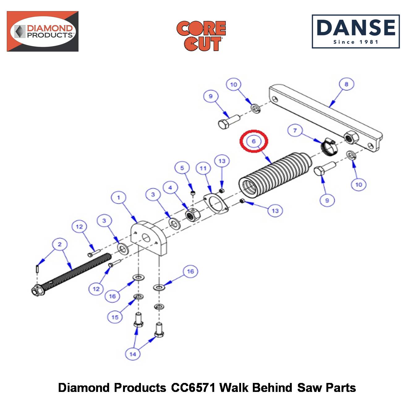 Bellows (cut 5-1/2"L) 6048036 Fits Core Cut CC6571 Walk Behind Saw By Diamond Products