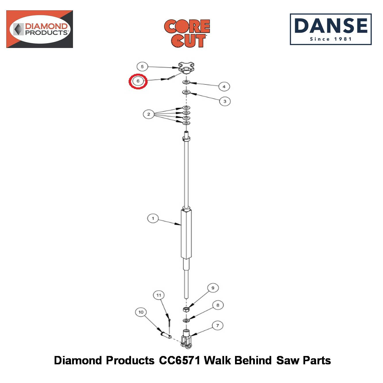 3/16" X 1-1/4" Roll Pin 2900132 Fits Core Cut CC6571 Walk Behind Saw By Diamond Products