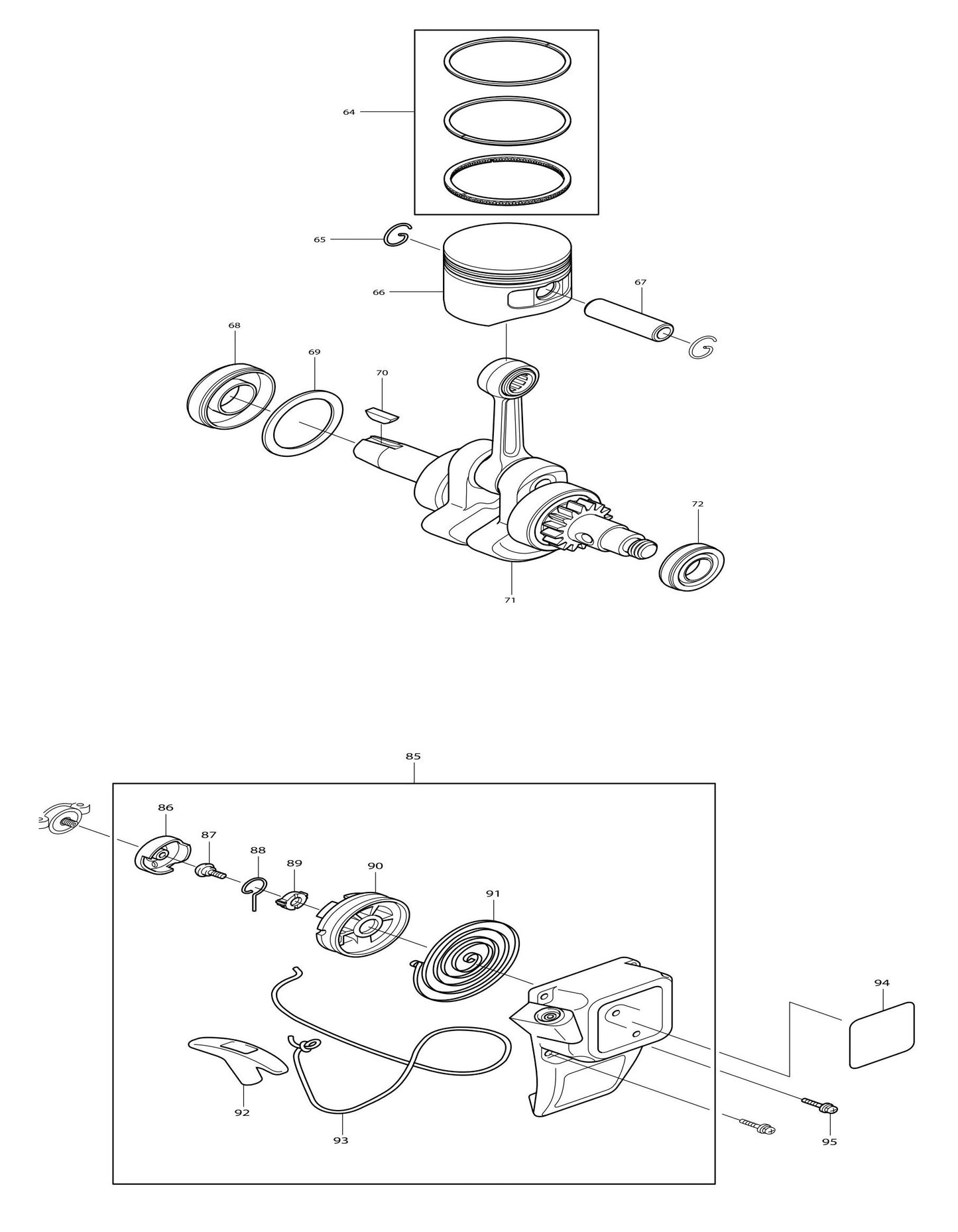 BHX2500CA Piston, Starter Assembly Parts