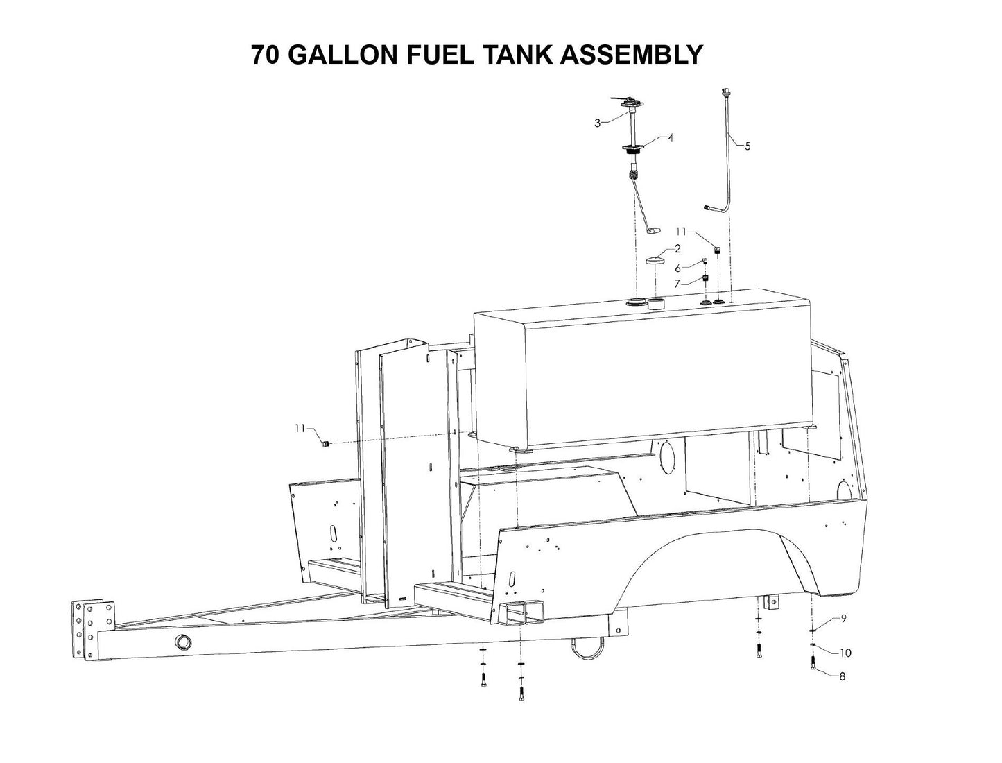 Maxi-Lite Laydown 6-8KW-70 Gallon Fuel Tank Assembly Parts By Allmand