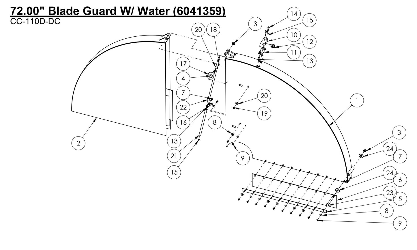 CC-110D-DC 72.00" Blade Guard W/ Water Assembly Parts