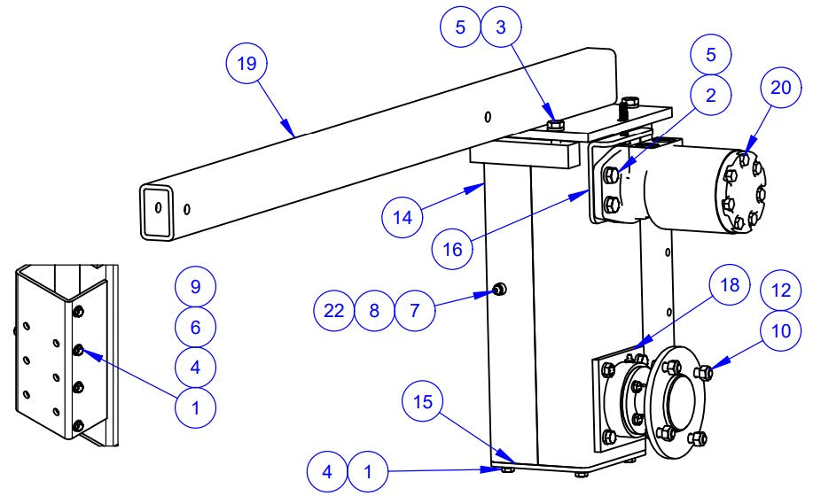 APCP1600 Left Hand Auger Drive Assembly Parts by Allen Engineering