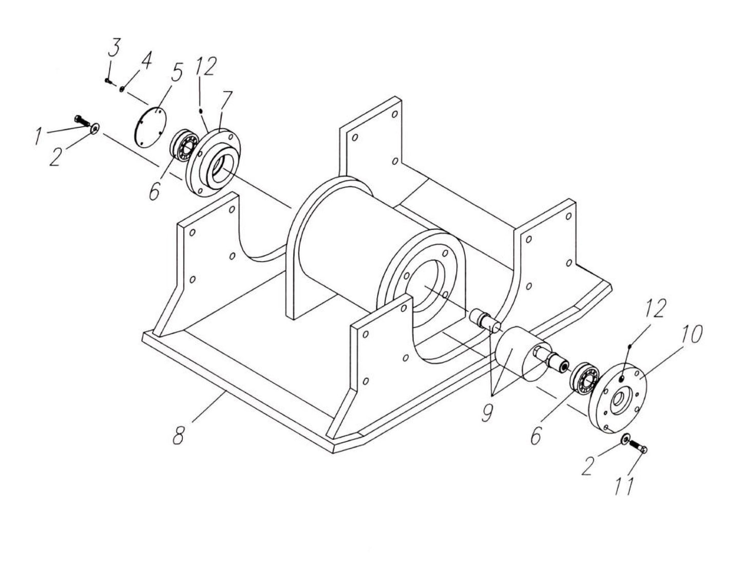 HP75 (S/N upto 750100 and Up) Base Plate and Eccentric Housing Assembly Parts