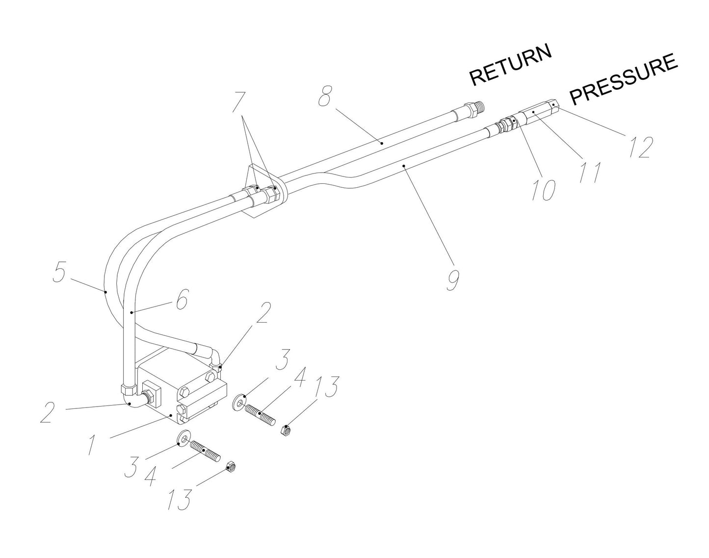 HP75 (S/N upto 750100 and Up) Hydraulic Motor and Hose Assemblies-1 Parts