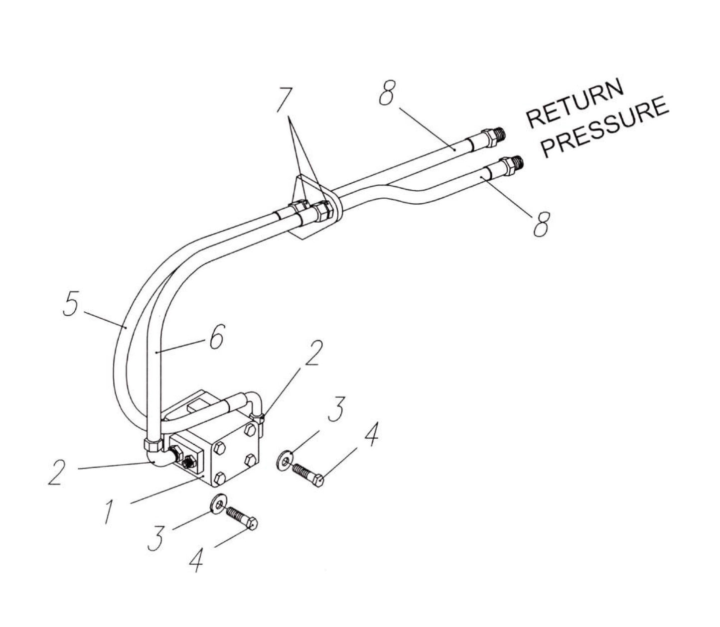 HP75 (S/N upto 750100 and Up) Hydraulic Motor and Hose Assemblies-2 Parts