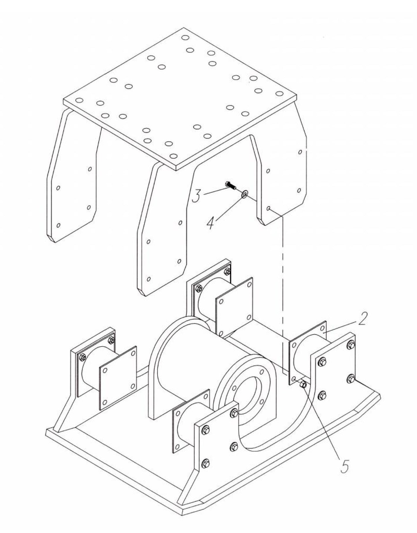 HP75 (S/N upto 750100 and Up) Optional Bolt-On Style FT Hanger Bracket and Mounting Assembly Parts