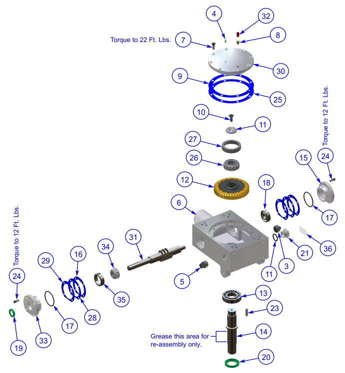MP235 (pre 2021) LH Standard Duty Gearbox Assembly Parts by Allen Engineering