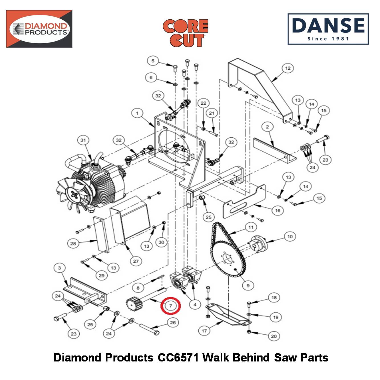 Transmission Jackshaft (18 Tooth Gear) 6010664 Fits Core Cut CC6571 Walk Behind Saw By Diamond Products