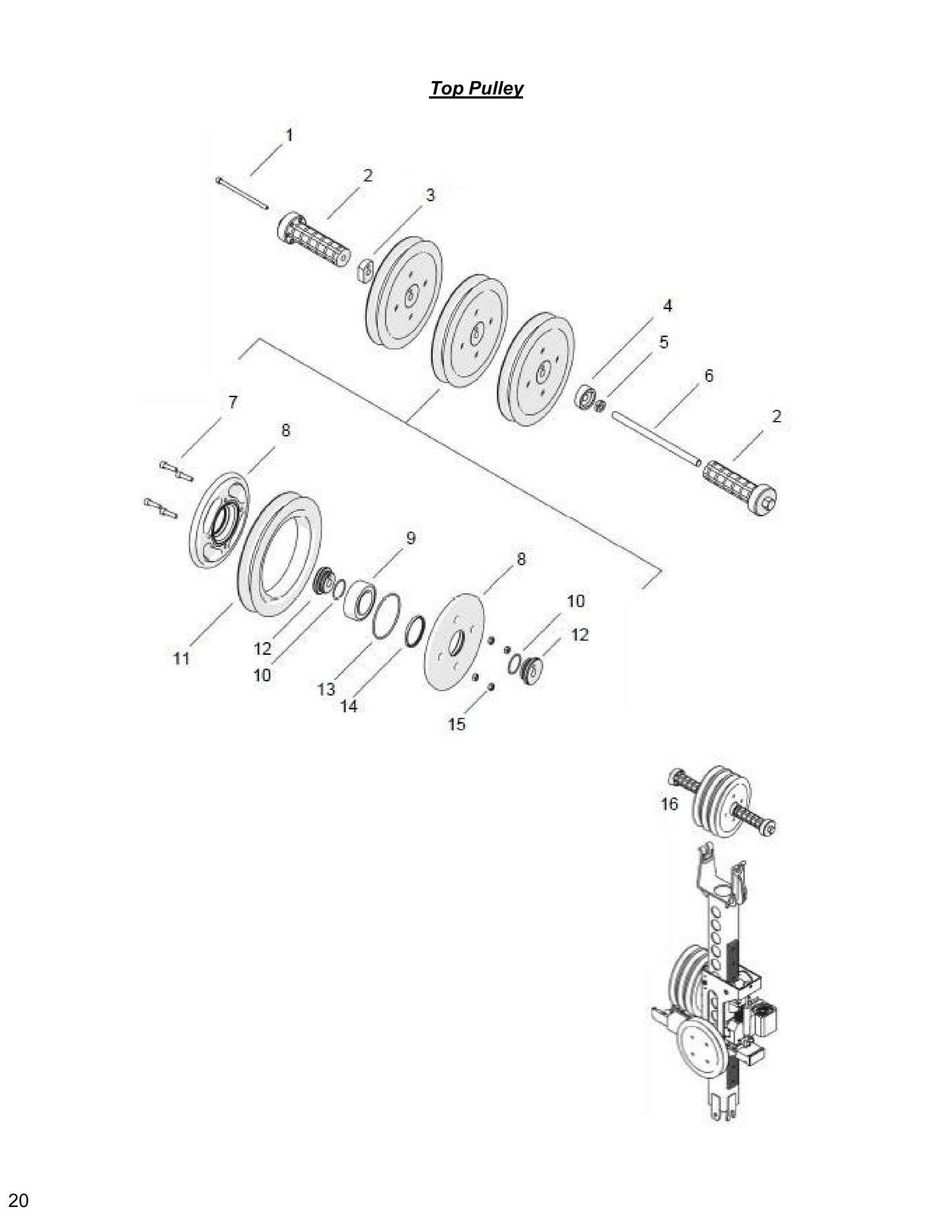 WCU14, WCH17, WCE17 Top Pulley Parts