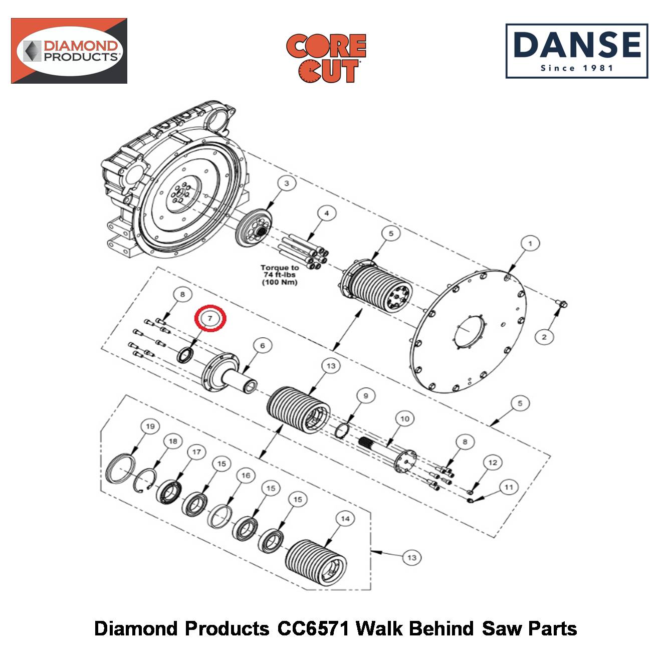 Seal, 1-3/8"X2"X5/16" 2503666 Fits Core Cut CC6571 Walk Behind Saw By Diamond Products