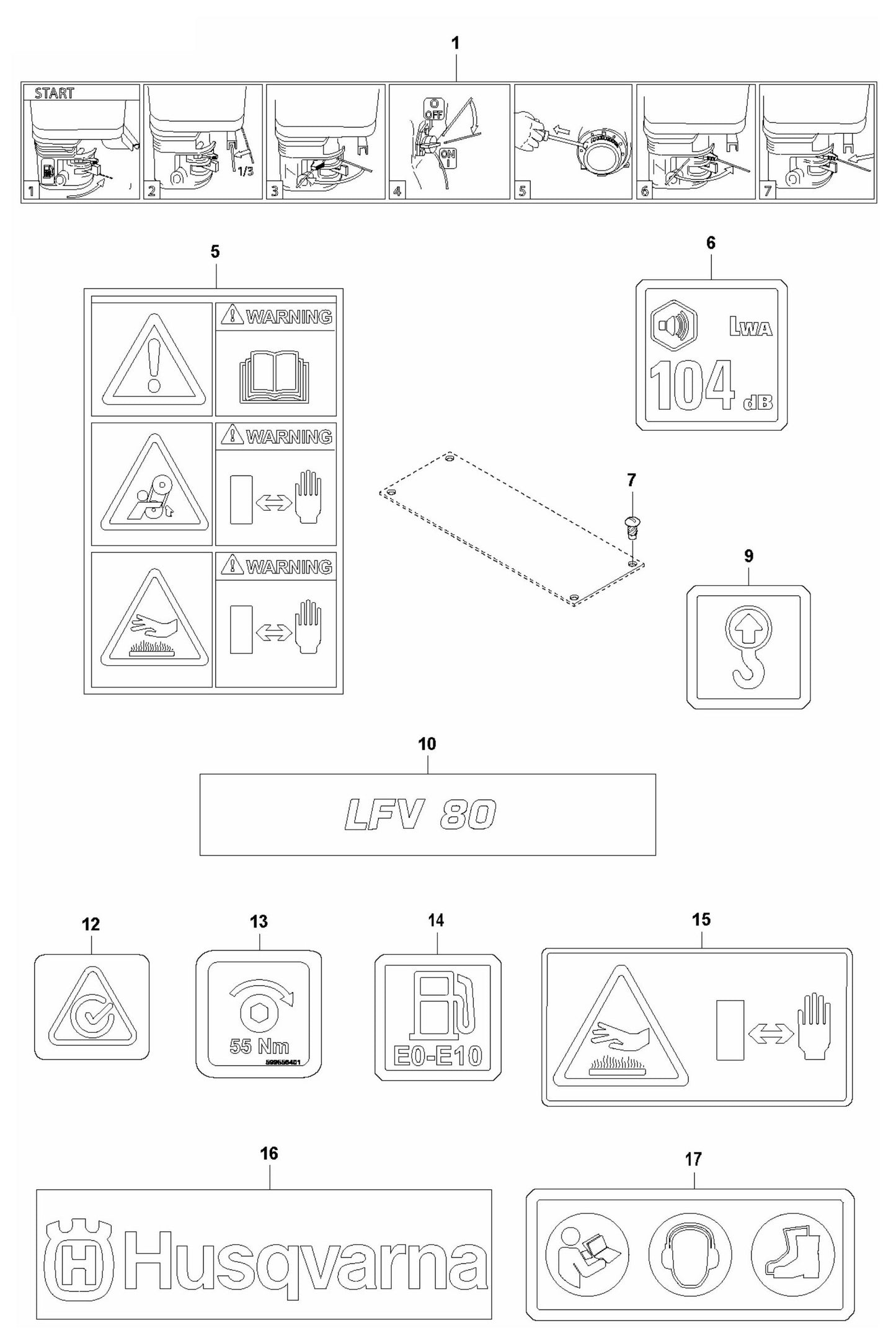 LFV 80 Decals Assembly Parts by Husqvarna