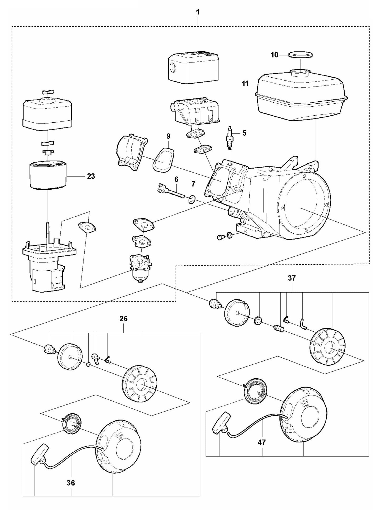LFV 80 Honda GX160H2-QX-3-OH Assembly Parts by Husqvarna