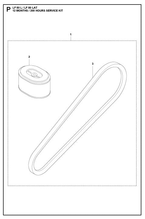 12 Months-200 Hours Service Kit Assembly Parts For LF 80 L By Husqvarna