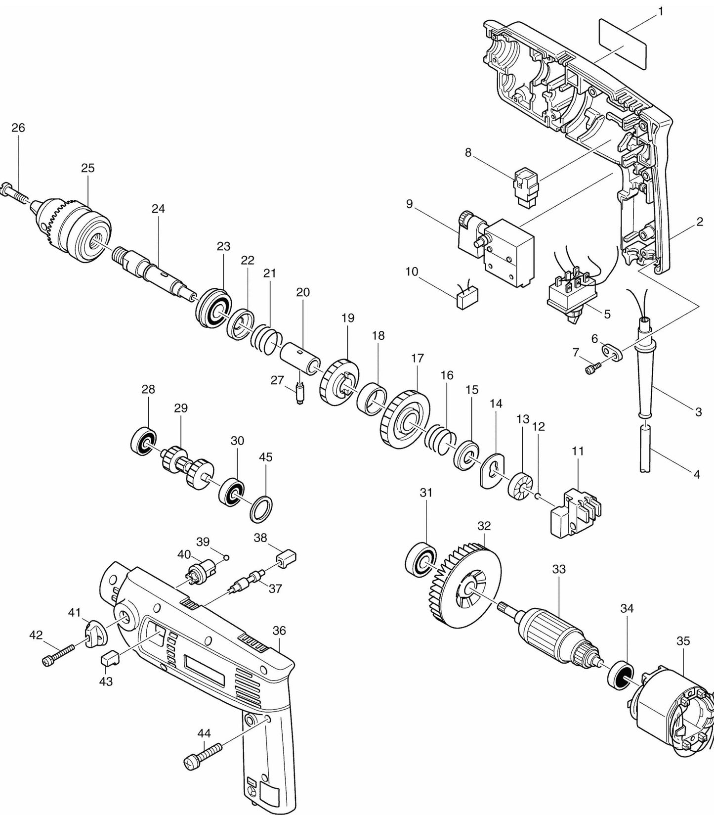 8401 Drill Assembly Parts By Makita