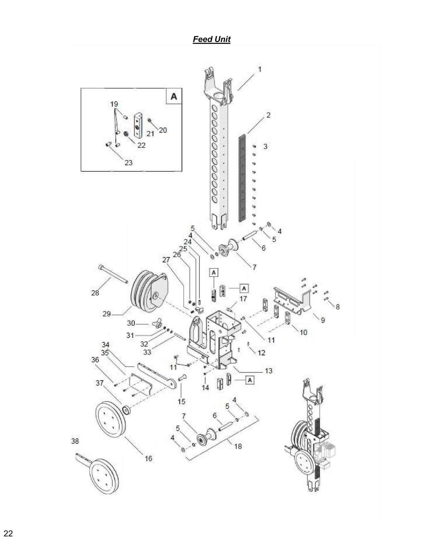 WCU14, WCH17, WCE17 Feed Unit Parts