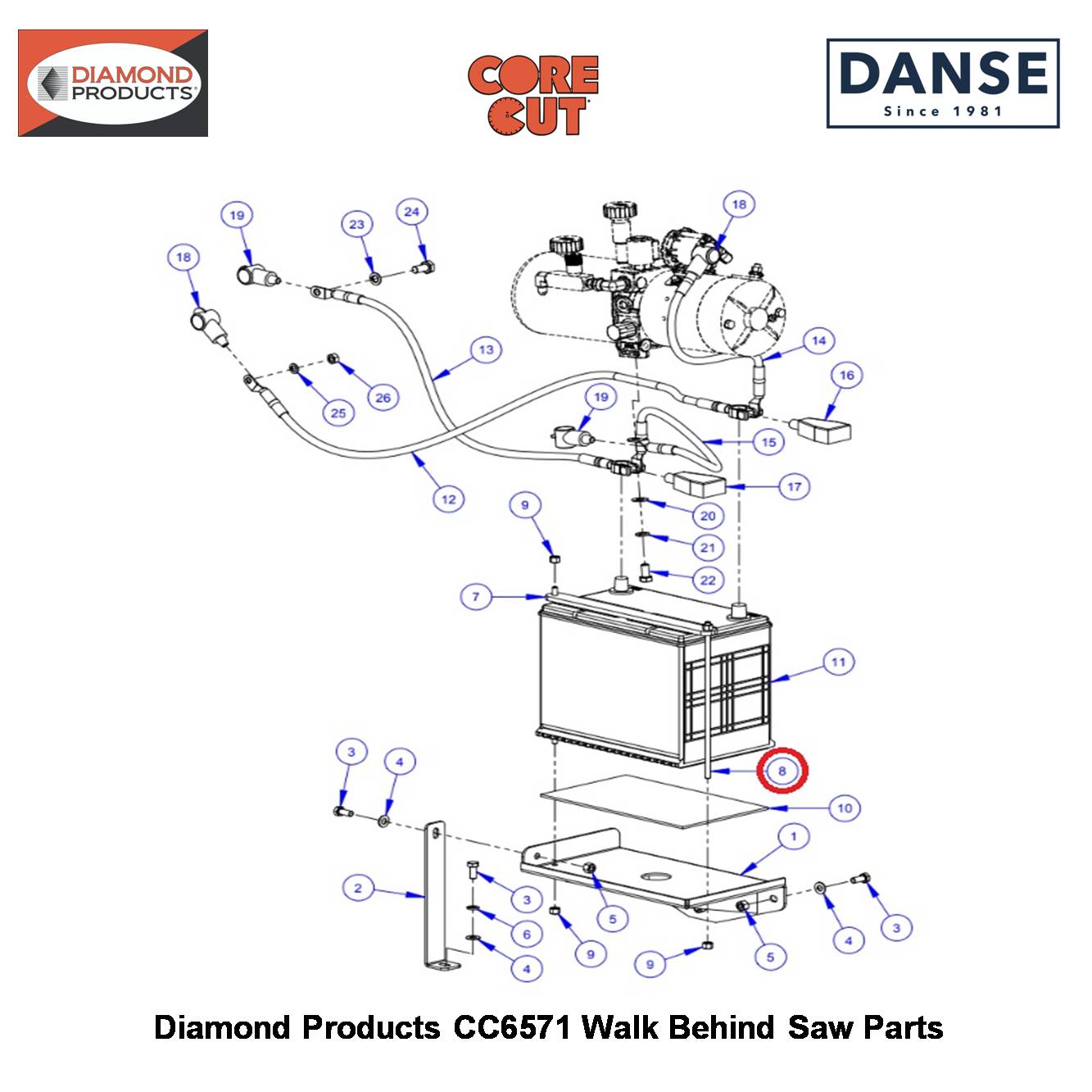 Rod 1/4-20 X 9-1/2" 6010344 Fits Core Cut CC6571 Walk Behind Saw By Diamond Products
