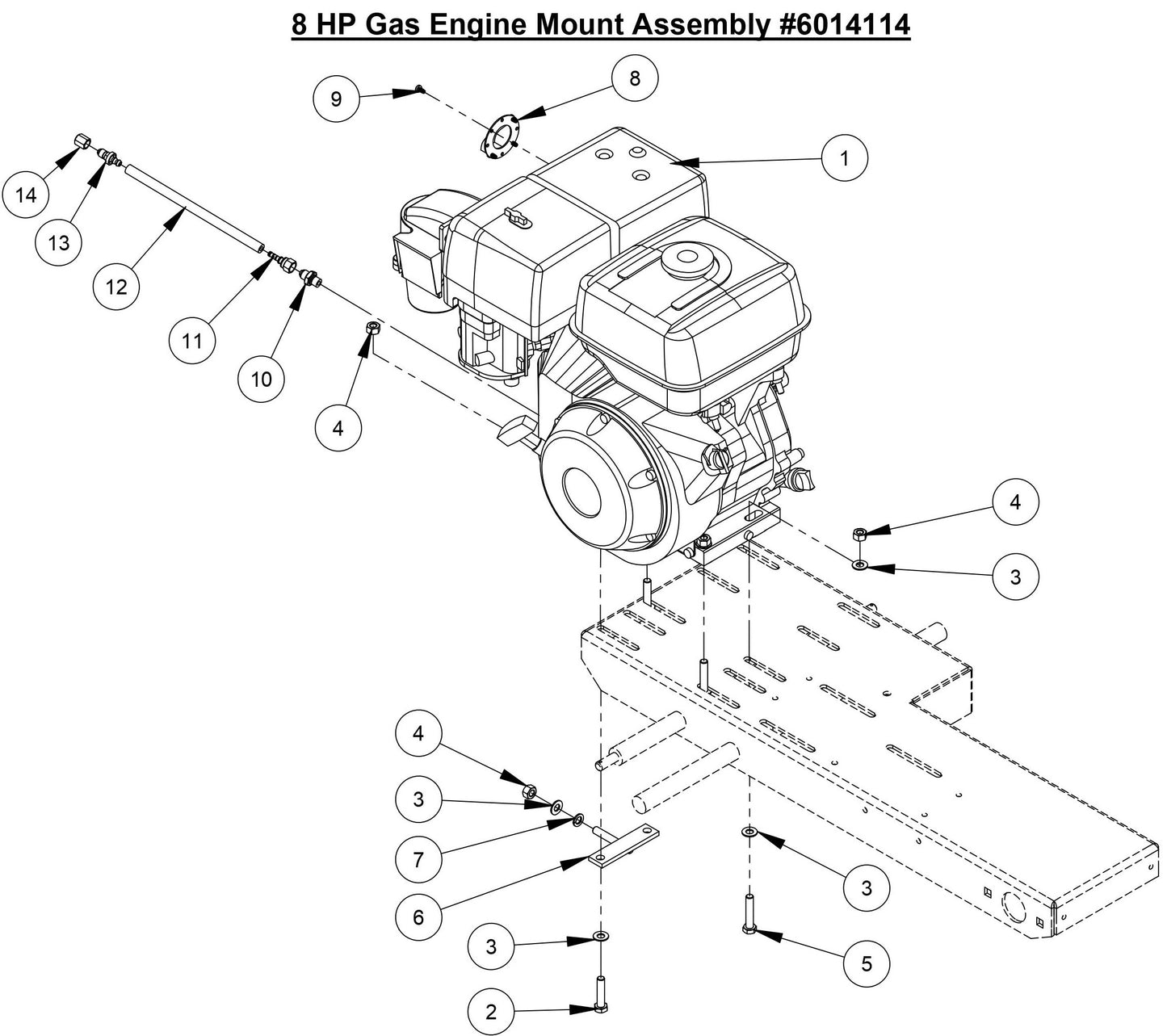 CC800M 8 HP Gas Engine Mount Assembly